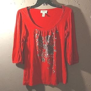 Ann taylor,3/4 puffy sleeved,rose shirt